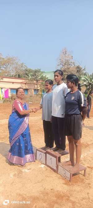 Winners being congratulated by Respected Basanti  Ma’am.